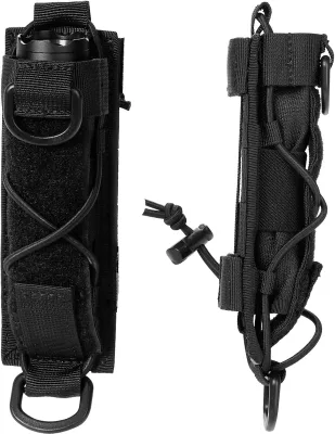 Outdoor Hunting Camping Molle Flashlight Holder Belt Tactical Pouch Bag with Open-top MOLLE Strap