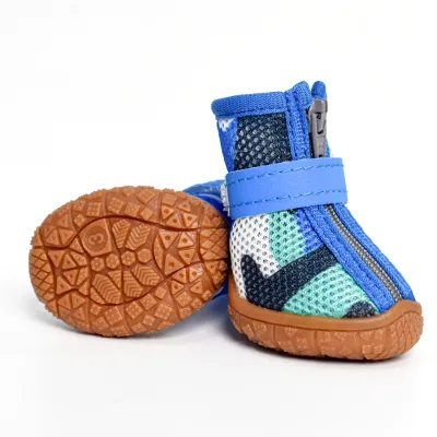 All-Season High-Top Neoprene Sports Pet Shoes Breathable Leather Design with Cute Print for Small Medium-Sized Dogs for Summer