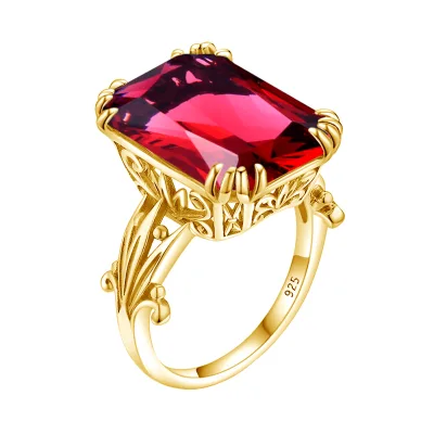Fine Dainty Custom 925 Sterling Silver Manufacturer Ruby Red Gemstone Luxury Rings for Women Jewelry Gold Plated