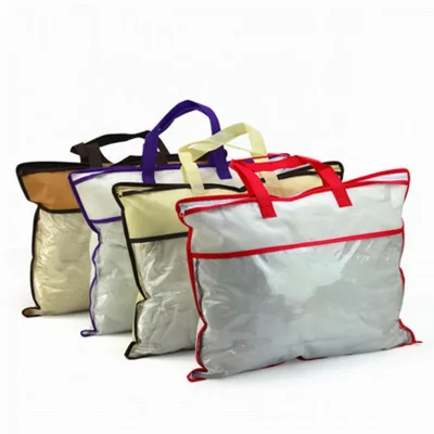 Clear PVC Bag with Zipper and Handles Vinyl Zippered Storage Bag for Clothes Blanket Clothing Quilts Pillows Bags