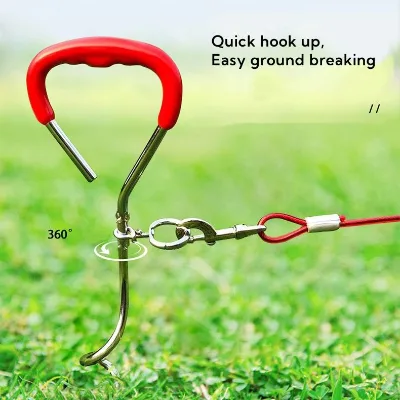 Jukaiwtec TS11 Dog Spike Stake-Heavy Duty Sturdy Portable Design for Training Camping Attach Tie-Out Cable/Lead for Ground
