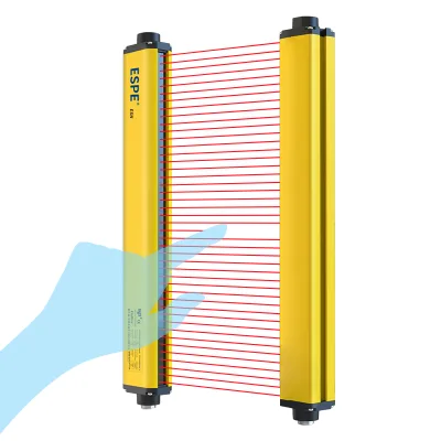 Beams 20mm Resolution Safety Curtain Sensor Sender and Receiver IP65 ESN Series Safety Light Curtains L1 Brackets Aluminum Alloy