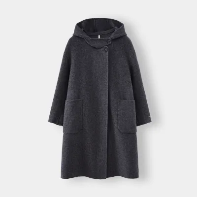 Custom Made Stand Collar Double Breasted Winter Long Handmade Cashmere Wool Coats for Women