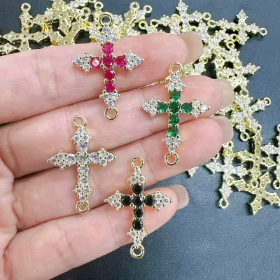CH-LAP1729 Zircon Micro Paved Cross Connector Pendant Multi Color CZ Elephant/Heart/Moon Connector Charms Jewellery Component