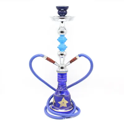 Factory Direct Sales Hot Selling Mixed Color Medium Glass Hookahs Shisha with Five-pointed Star Pattern Base Bottle