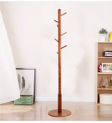 Safety Material Floor Clothes Hanger Non-slip Coating Tree Shaped Standing Clothes Wooden Hanger