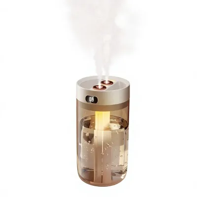 New Dual-nozzle Ultrasound Humidifier Home Bedroom Office; Features 0.5-1L Capacity 3 Adjustable Humidity Levels Small Night