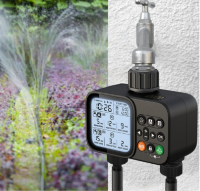 Smart Water Timer Dual Outlet Automatic Garden Irrigation Water Controller Large Screen Household Timed Drip Irrigation System