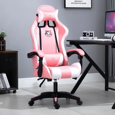 OEM Customized RGB Chaise Gaming Swivel Chair Modern PU Leather Gamer Kursi Silla with Massage Feature