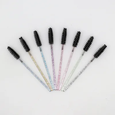 Disposable Glitter Plastic Handle Synthetic Hair Spoolies Eyelash Extension Cleansing Brushes Portable Mascara Brushes