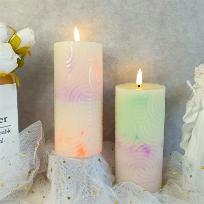 Flameless Flickering LED Candle Light Nordic Dip Dye Wax Battery Powered Candles for Home Decor Remote Control Pillar Candles
