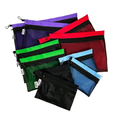 Custom Label Multi Colors & Sizes 600D Polyester Stuff Zipper Bags Meeting Document Bags with Mesh Window