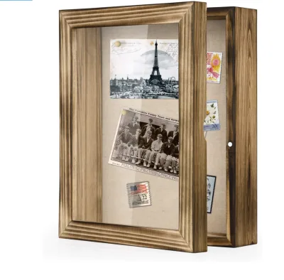 2024 Hot Sale Rustic Style Picture Display Frame 3D Picture Frame Wood Shadow Box Frame with 4 Pins Gift for Family Friends