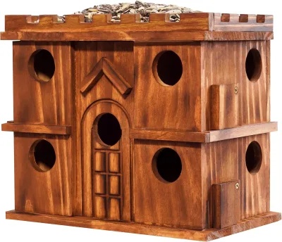 Wooden Bird Houses for Outside 9 Rooms Large Bird House, Carbonized Pine Rustic Finish, 1.5 Entrance Holes