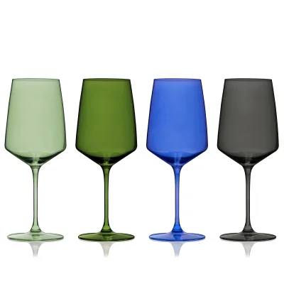 Modern Colored Long Stemmed Eco-Friendly Handmade Wine Glasses Goblet for Red/White Wine Party Home Bar