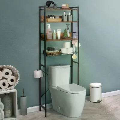 Wooden Bathroom Organizer Shelf Bathroom Corner Towel Shelves Above Toilet Paper Holder Rack Over Toilet Shelf Organizer