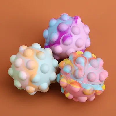 Wholesale Bulk Push Bubble Fidget Sensory Toy Kids Fidget Toys Set Keychain Silicone Ball Fidget Toys