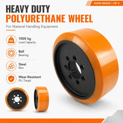 1000kg Heavy Duty Polyurethane Caster Wheel Steel Core Ball Bearing for Material Handling Forklift Trolley Warehouse Equipment
