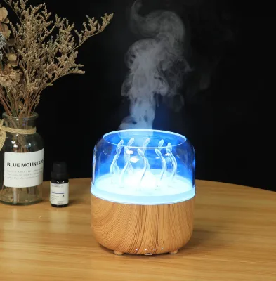 New Wood Grain Rotating Jellyfish Colorful Atmosphere Light Aromatherapy Humidifier Atomization Humidifier Aromatherapy Machine
