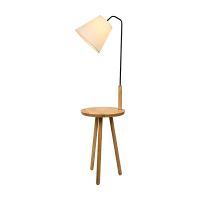 Modern LED Wood Tripod Floor Lamp With Wood Tray Reading Room Floor Lamp
