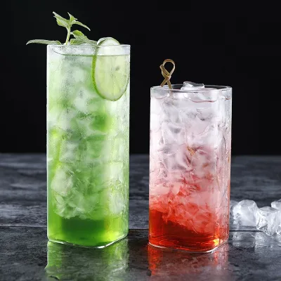 Lightweight Square Glass Cup Minimalist Glassware Sparkling Wine Juice Cup Cocktail Glass Premium Trendy Cold Drink Cup