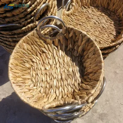 Baskets Circular Woven Natural Water Hyacinth Straw Seagrass Tray Laundry Storage Circular Basket Decor for Sale