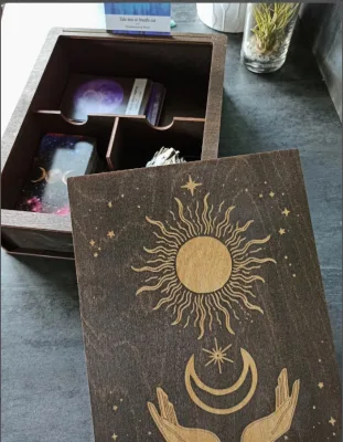 Factory Direct New Style JUNJI Ritual Wood Tool Storage Box 3 Compartments Engraved Large Altar Gift for Divination Polished