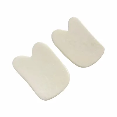 Wholesale White Jade Scraping Board Massager Horn-Shaped Facial Meridian
