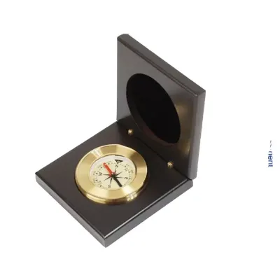 Collectible Brass Pocket Compass With Wooden Box