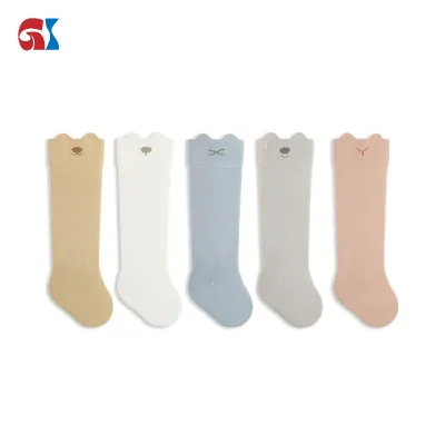 Spring Newborn Baby Long Tube Sos Unisex Crew High Seamless Knitted with Wide Edge Loose Mouth Non-Tightening Cotton