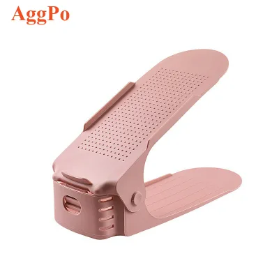 Creative Adjustable Simple One-piece Shoe Rack Dormitory Household Space-saving 2-layer Plastic Shoe Holder Shoe Display Rack