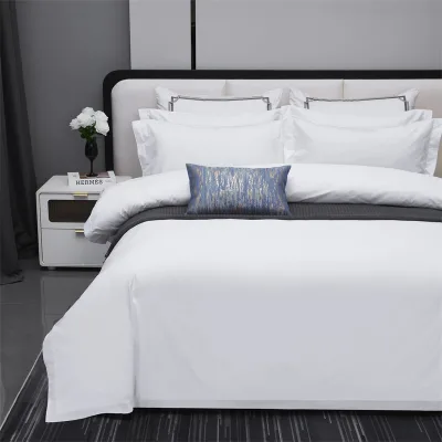 Star Hotel Linen Luxury T250 Plain White Duvet Cover With Pillow Case Sets Bedding Linen Bed Sheet Hotel