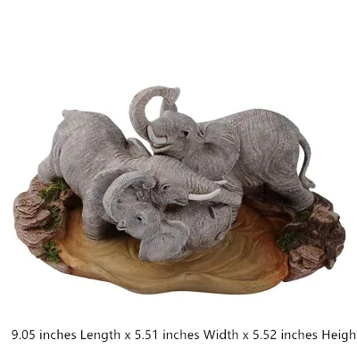 Polyresin Elephant Family Mud Bath Figurine