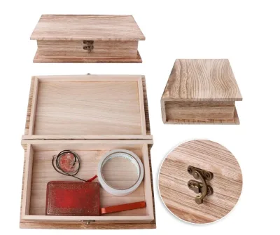 High Quality Wooden Book Shaped Box Wood Gift Box with Lid Cheap Packing Organizer for Household Gift