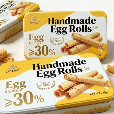 Handmade Egg Rolls Wholesale Custom Private Label Crispy Sweet Egg Roll Snack Factory Direct Bulk Supply Gift Box Bakery Cookie