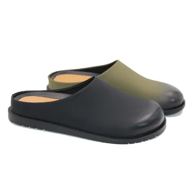 OEM 2025 High-Level Top-Grade Casual Summer Men's Leather Mule Slippers Comfortable Flat Design with Soft Insole and Platform