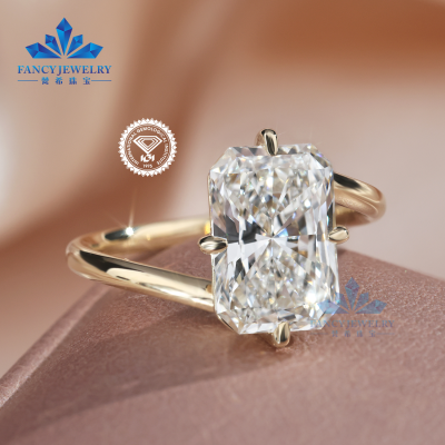 Manufacturer Elegant Radiant Cut Lab Grown Diamond Luxury Wave Style 14K Gold Diamond Rings Fine Jewelry with IGI Certifield