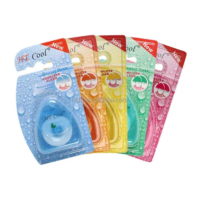 Oral Care Dental Floss 50m Triangle Dispenser in Blister Card Mint Flavored Unwaxed for Teeth Cleaning