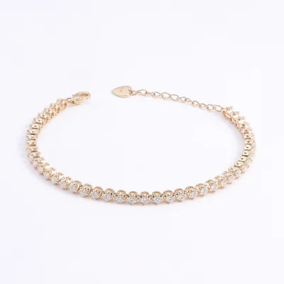 2.1MM Round Lab Grown Diamond 18K Yellow Gold Gift Bracelet Classic Style Fashion Jewelry Bracelets & Bangles