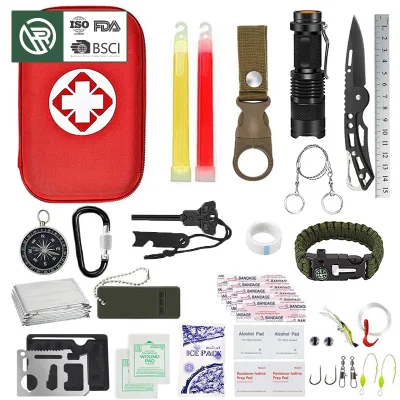 Bochen Outdoor Emergency Survival First Aid Kit DIY EVA Moisture-Proof Water Resistant Compass Zipper Camping