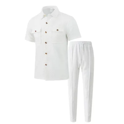 Slim Solid Color Long Sleeve Business Shirt Casual Half-Open with Standing Collar Polyester Shirt Suit
