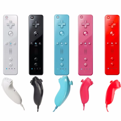 2 in 1 Remote and Nunchuck Controller Remote Controller Gamepad Nunchuck Controller with Silicone Case for Nintendo Wii