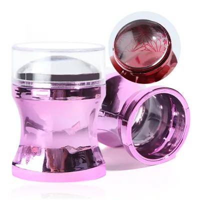 Transparent White Jelly Stamper Silicone with Rhinestone Nail Art Stamper