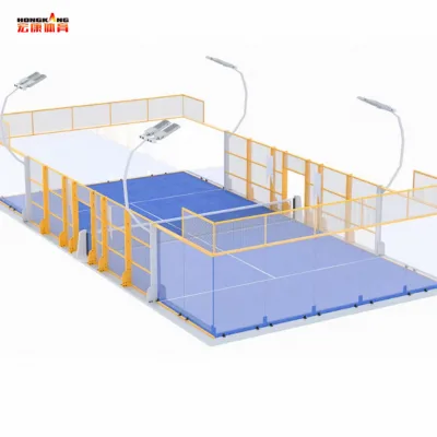 One-Stop Solution Steel Glass Construction Panoramic Paddle Court Mobile Sport Double Single Paddle Tennis Court