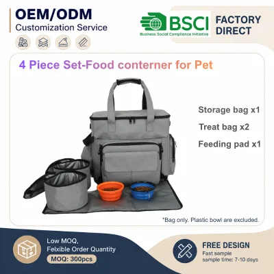 Multi-Function Pet Bag Food Container Cat 3 Pieces Set Soft Carrier Outdoor Carriers Dog Travel Bag Tote Organizer