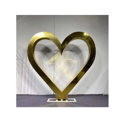 Event Party Supplies Stage Background Heart Shaped Gold Acrylic Backdrop Stand