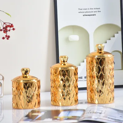 High Quality Clear Plastic Gold Lid Storage Jar Airtight Canister for Home Pantry Kitchen Organization Use