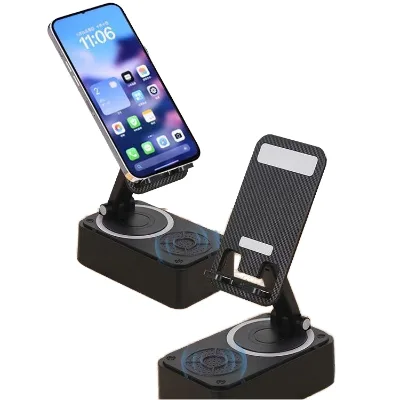 3 in 1 Foldable Cell Phone Stand with Blue-tooth Speaker & Power Bank, 360 Rotatable Adjustable Portable Desktop Holder Mount