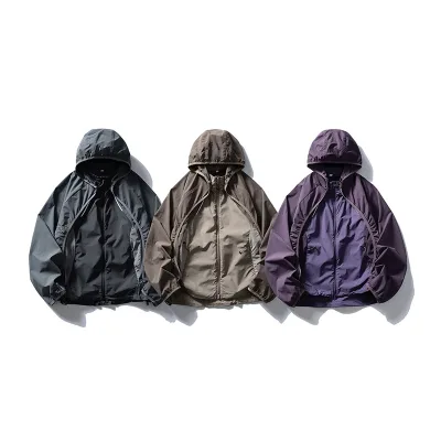 Lightweight Loose Formal Blouson Jacket with Zipper for Men Women Windproof Eco-Friendly Outdoor Hiking 100% Nylon Stand Collar