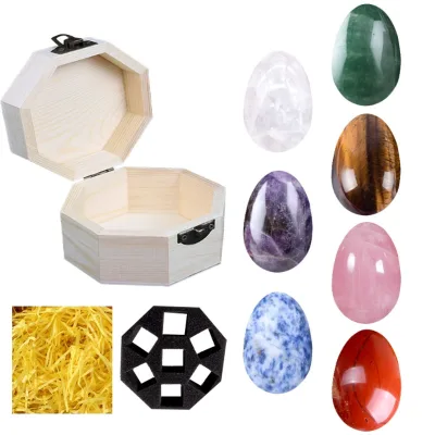 7 Chakra Stones Set Amethyst Crystals for Beginners Egg Set Healing Crystal Decor Home Yoga